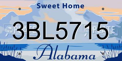 3BL5715 Alabama License Plate