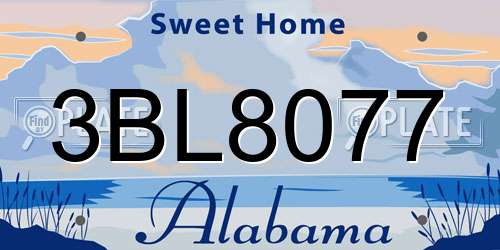 3BL8077 Alabama License Plate