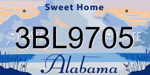 3BL9705 Alabama License Plate