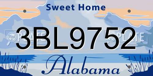 3BL9752 Alabama License Plate