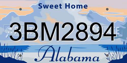 3BM2894 Alabama License Plate