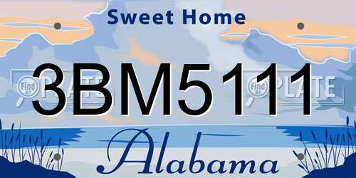 3BM5111 Alabama License Plate