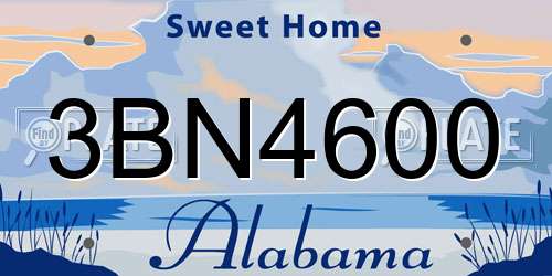 3BN4600 Alabama License Plate