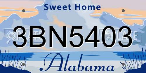 3BN5403 Alabama License Plate