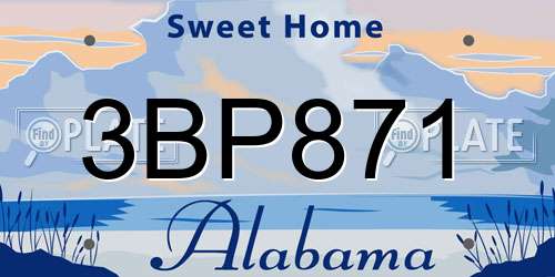 3BP871 Alabama License Plate