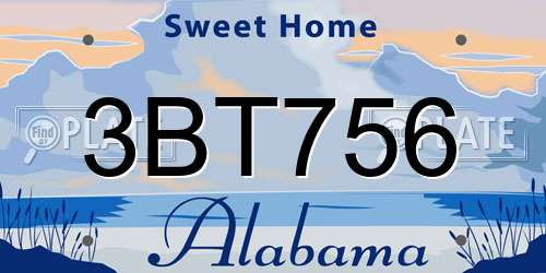 3BT756 Alabama License Plate