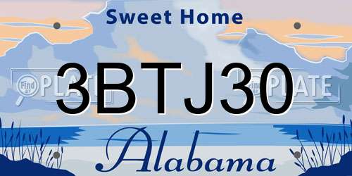 3BTJ30 Alabama License Plate