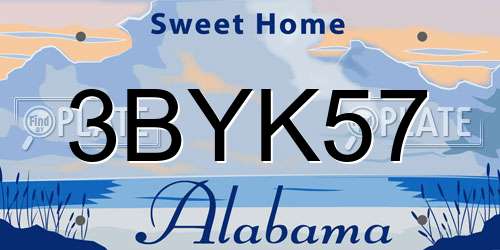 3BYK57 Alabama License Plate