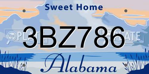 3BZ786 Alabama License Plate