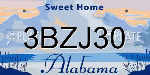 3BZJ30 Alabama License Plate