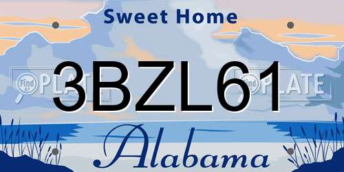 3BZL61 Alabama License Plate