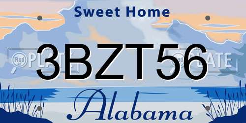 3BZT56 Alabama License Plate