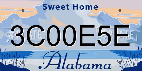 3C00E5E Alabama License Plate