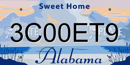 3C00ET9 Alabama License Plate