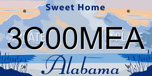 3C00MEA Alabama License Plate