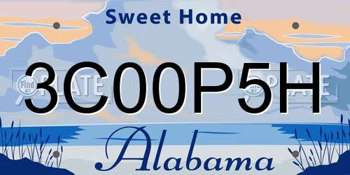 3C00P5H Alabama License Plate