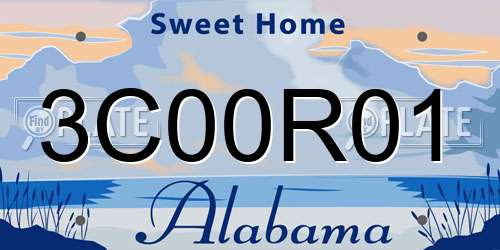 3C00R01 Alabama License Plate
