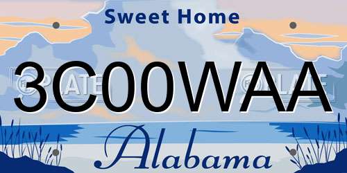 3C00WAA Alabama License Plate