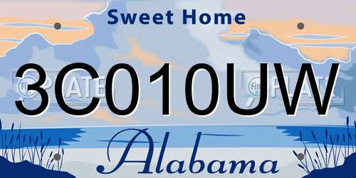 3C010UW Alabama License Plate