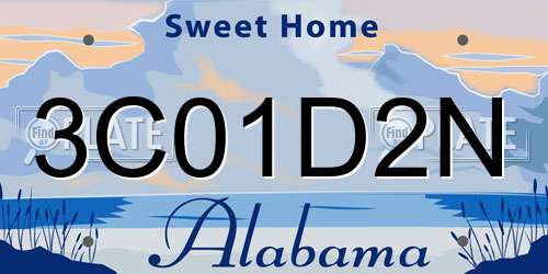 3C01D2N Alabama License Plate
