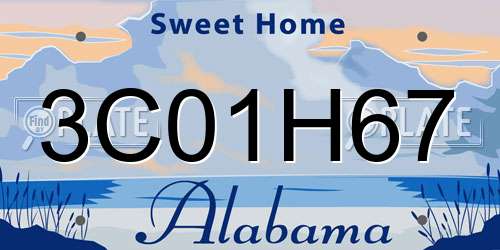 3C01H67 Alabama License Plate
