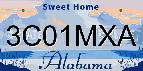 3C01MXA Alabama License Plate