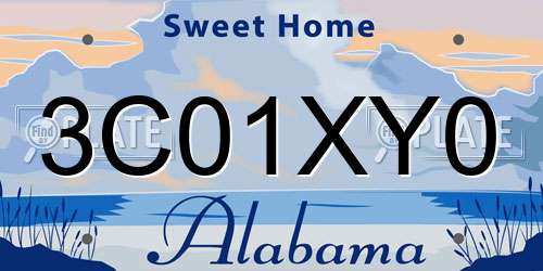 3C01XY0 Alabama License Plate