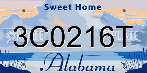 3C0216T Alabama License Plate