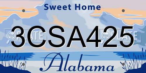 3CSA425 Alabama License Plate