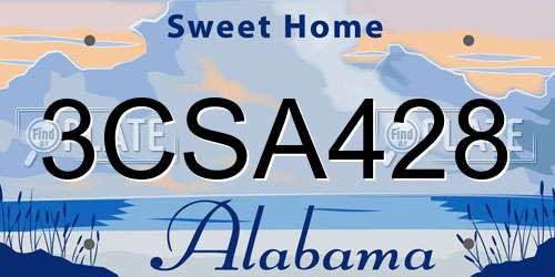 3CSA428 Alabama License Plate