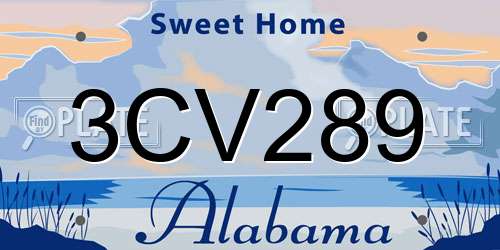3CV289 Alabama License Plate