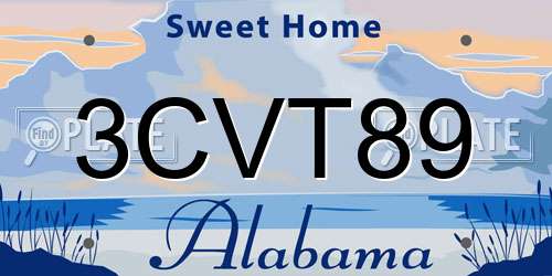 3CVT89 Alabama License Plate