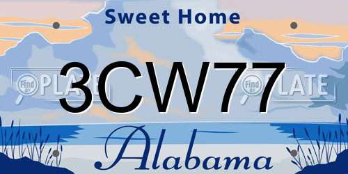 3CW77 Alabama License Plate