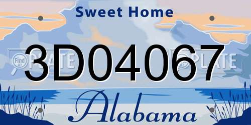 3D04067 Alabama License Plate