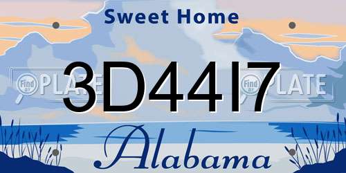 3D44I7 Alabama License Plate