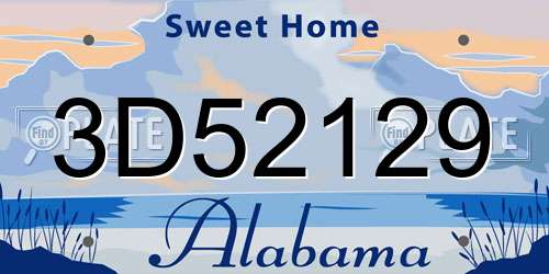 3D52129 Alabama License Plate