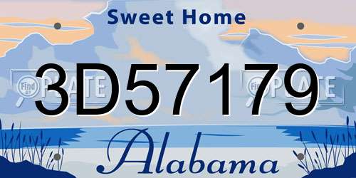 3D57179 Alabama License Plate