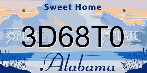 3D68T0 Alabama License Plate