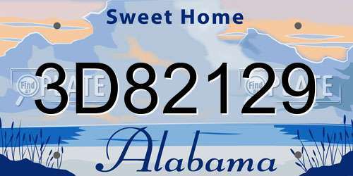 3D82129 Alabama License Plate