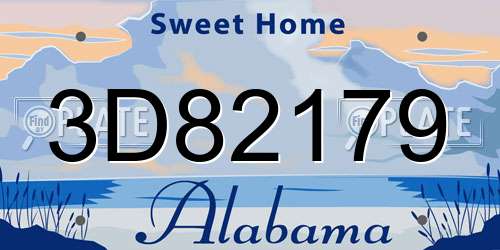 3D82179 Alabama License Plate