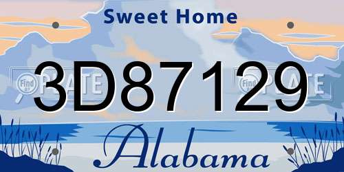 3D87129 Alabama License Plate