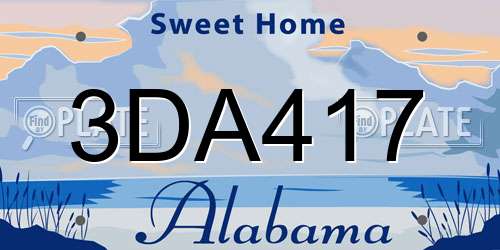 3DA417 Alabama License Plate
