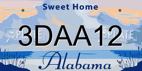 3DAA12 Alabama License Plate