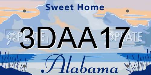 3DAA17 Alabama License Plate