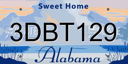 3DBT129 Alabama License Plate
