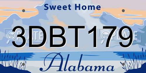 3DBT179 Alabama License Plate