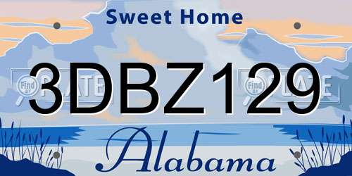 3DBZ129 Alabama License Plate