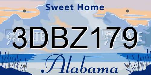3DBZ179 Alabama License Plate