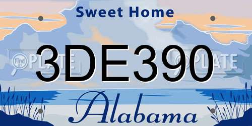 3DE390 Alabama License Plate