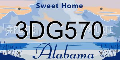 3DG570 Alabama License Plate